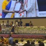 Dhanya Balakrishna Instagram - My father was conferred the SANGEET NATAK AKADEMI AWARD from the President of India in Vigyan Bhavan , Delhi earlier today for his contribution to Indian Classical Carnatic music . Proud moment for my family. 🥰🙏🏻✨💫 #blessed #blessedday #sangeetnatakakademi #ministryofculture
