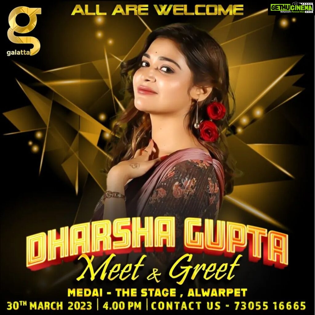 Dharsha Gupta Instagram - ❤️Catch u all on 30th March 4.pm, ummmmah❤️ @galattadotcom Medai.thestage