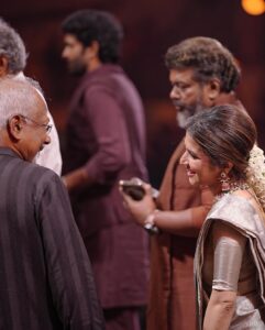 Dhivyadharshini Instagram - Some evenings are unforgettable 
#ps2 audio launch once again thnk you for the opportunity Mani sir n @suhasinihasan mam and Subash anna @lyca_productions and evrybody who took time to msg me after watching it in @suntv n @sunnxt 
Ps: they don’t need introduction and I love and respect them so much 

#ddneelakandan #trishakrishnan #aishwaryarai #manirathnam #ps2 #dhivyadharshini