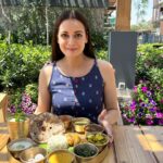 Dia Mirza Instagram - We are on our summer holiday at @thewestinhimalayas and it’s everything the kids enjoy 🦋 Eating divine local food, enjoying the electric buggy rides, the clean mountain air and the best hospitality 💚🌱🐯 Thank you for taking the steps you are to #BeatPlasticPollution by ensuring you serve all water in glass bottles filtered and bottled on the property @thewestinhimalayas. I noticed no plastic cling wrap is used to cover food and waste is segregated and managed scientifically. Well done 🙌🏼 #SunsetKeDivane @vaibhav.rekhi P.S. - wearing my @taavi_ 💙 The Westin Resort & Spa, Himalayas