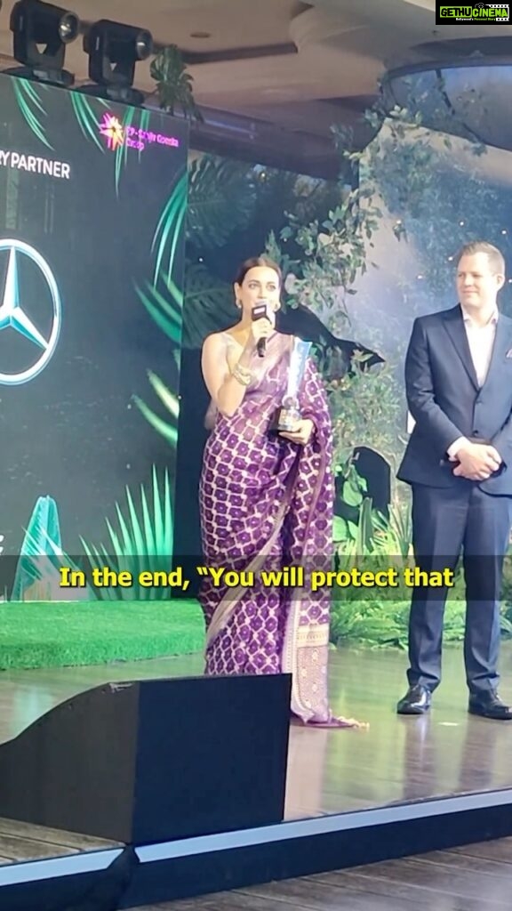 Dia Mirza Instagram - Our children must discover their innate connection with nature 🌳🌏🕊️🦋🐯 As parents it’s up to us to ensure we facilitate that connection everyday. Spending time in nature will teach our children humility, compassion and help them become stewards of our planet. Thank you @hellomagindia for the #ClimateWarrior award. I accept it on behalf of all the amazing organisations and human beings I have had the privilege of working with over the years. The Green Warriors and Vanrakshaks who work tirelessly on the frontlines of a triple planetary crises. @wildlifetrustofindia @sanctuaryasia @ifawglobal @unep @unsdgadvocates this one is for you 🙏🏻🦋🕊️🌊🌳 #SDGs #GlobalGoals #ForPeopleForPlanet #HHOF2023 #ClimateAction #SustainableLiving #OnePlanetOnePeople India