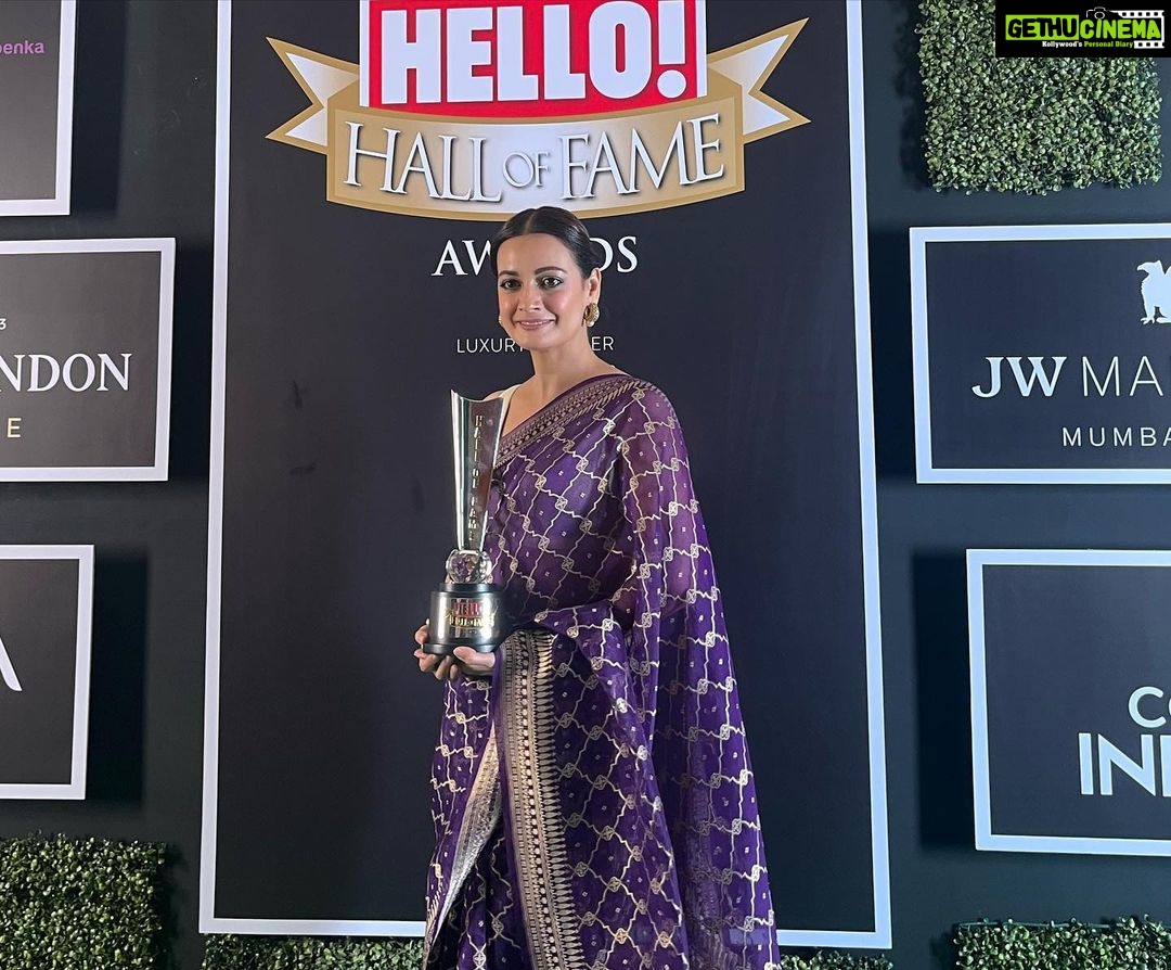 Dia Mirza Instagram - Thank you @hellomagindia @ruchikamehta05 @jamalshaikh for bestowing me with this kind honour ππ»ππ―ποΈπ¦ I dedicate this award to all our Green Warriors and Vanrakshaks working selflessly on the frontlines of #ClimateChange. #HHOF2023 #ClimateWarrior #SDGs #GlobalGoals #ForPeopleForPlanet India