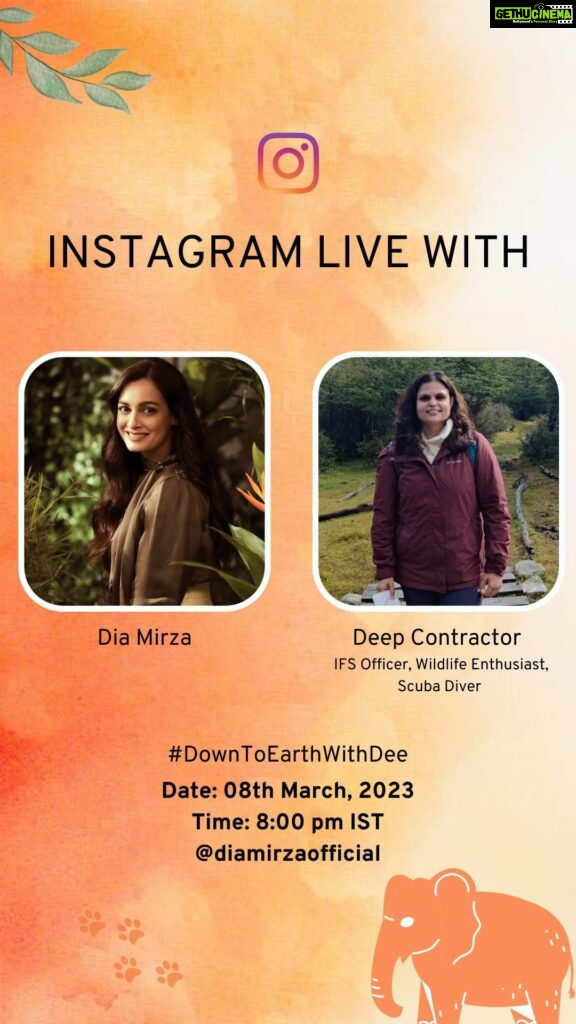 Dia Mirza Instagram - Join me on this #InternationalWomensDay as I celebrate women in service of nature 🌏🧡 Deep Contractor @djcontractor is an Indian Forest Officer, a scuba diver, the first woman IFS officer to participate in an expedition to Antartica in 2022 and is currently working as the first and only Director of Biligiri Ranganatha Swami Tiger Reserve in Karnataka, India. Her life is dedicated to #ClimateAction #ForPeopleForPlanet #ForNature and #GlobalGoals. #WomensDay #DownToEarthWithDee #DTEWD #SDGs #Goal5 #IWD2023 @unep @unsdgadvocates @uninindia @moefccgoi @undpinindia @unitednations @wildlifetrustofindia @sanctuaryasia @ifawglobal
