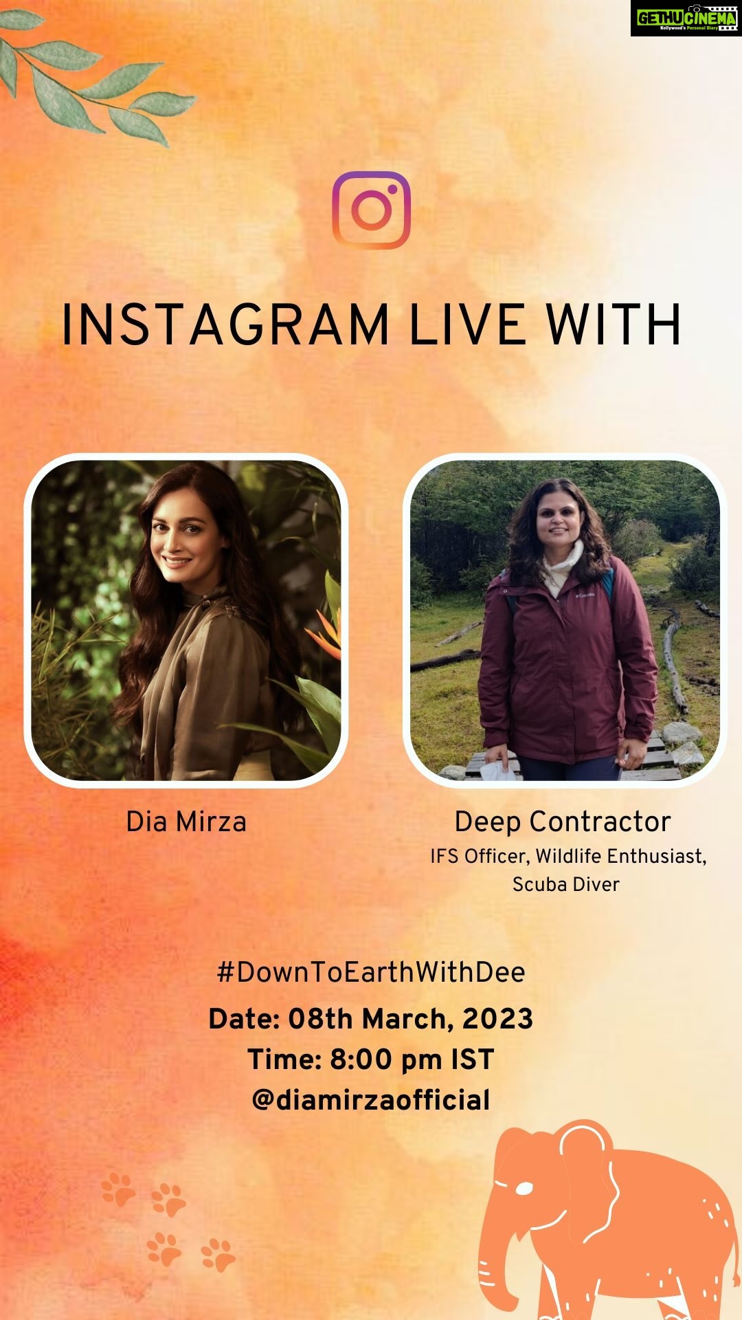 Dia Mirza Instagram - Join me on this #InternationalWomensDay as I celebrate women in service of nature 🌏🧡 Deep Contractor @djcontractor is an Indian Forest Officer, a scuba diver, the first woman IFS officer to participate in an expedition to Antartica in 2022 and is currently working as the first and only Director of Biligiri Ranganatha Swami Tiger Reserve in Karnataka, India. Her life is dedicated to #ClimateAction #ForPeopleForPlanet #ForNature and #GlobalGoals. #WomensDay #DownToEarthWithDee #DTEWD #SDGs #Goal5 #IWD2023 @unep @unsdgadvocates @uninindia @moefccgoi @undpinindia @unitednations @wildlifetrustofindia @sanctuaryasia @ifawglobal