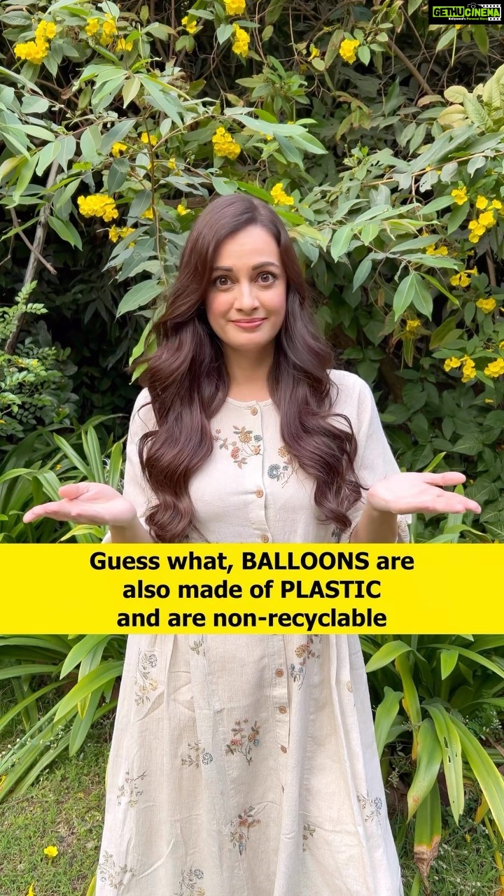 Dia Mirza Instagram - Just a friendly reminder that BALLOONS and the shiny โstringsโ they are attached to are - plastic. This is one of those #SingleUsePlastic items we can totally AVOID. Next time you plan a celebration do it without plastic shiny balloons please ๐๐ป๐ #ByeByeBalloons #SayNoToSingleUsePlastics #BeatPlasticPollution #CleanAir #CleanSeas #ForPeopleForPlanet #SDGs #ForOurChildren
