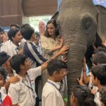 Dia Mirza Instagram - EXCITING NEWS! Asia’s first animatronic empathy-building elephant, Ellie, voiced by me, was launched at Mumbai’s @jamnabai.narsee.school. She will visit schools across the country to teach youngsters that kindness to elephants means letting them live free🐘🌏🕊️ @petaindia P.S.- It is giving voice to campaigns like these that makes being an artist the biggest joy🙏🏻 thank you @sachinsbangera for choosing me to be Ellie’s voice 💚 Also, Gauri and Prasoon thank you for making Ellie so real! The way the children responded to her was magic🙌🏼🙏🏻 @offish.character.art.studio @gaurioffish @probotix01 India