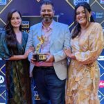 Dia Mirza Instagram - We won! GRAY, our first ever @weareyuvaa x @amazonminitv short film won the Best Short Film Award at the @iwmbuzz Awards tonight. But my favourite part of the evening was getting to collect it alongside @diamirzaofficial, who has been the most gracious actor I have had the privilege of working with. During the pre-production of Gray, we wanted someone truly compassionate to play the pivotal role of the therapist in the film, to talk 'consent'. @sakshirg @puneetruparel & I couldn't think of anyone better than Dia. Within 24 hours of my DM, Dia had read the script, agreed to do it, decided to give her fee to charity, and had the most thoughtful words of feedback on the writing! She then met me and played the sweetest host, diving deep into character and themes of the film, while eager to know more about Yuvaa and my work.. which she's been incredibly supportive of anyway! On set, she was a dream to work with. First to arrive, always humility personified, more calm than all the rest of us not only about her role, but even when any of us needed reassurance about our work too. And as an actor, I have rarely come across such grace, composure and generosity on camera. Oftentimes, I have struggled to find people who are great at their work but also kind, earnest and grounded about it, especially when they reach a certain stature. I have always believed you can have talent - and success - without being an asshole. And working with Dia, I couldn't stop being in awe of how she's proof that this is possible! She's the kind of person I hope to someday be, if I ever reach her level of success & impact (especially with all the AMAZING work she does on climate change with the UN & the SDGs!). This year, I tried making a promise to myself that I'm going to be more measured on social media and not make too many fanboy posts about folks I admire (sometimes, they end up not nice 💔). But honestly, each time I get the opportunity to hang with Dia, it feels so wholesome, honest and real, I just couldn't stop myself from writing ❤️ Thank you for being who you are, Dia. You truly do make the world a better place ☺️🤗 All others: do watch our film GRAY on @amazonminitv for FREE!