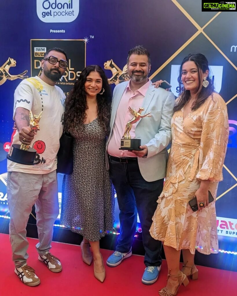 Dia Mirza Instagram - We won! GRAY, our first ever @weareyuvaa x @amazonminitv short film won the Best Short Film Award at the @iwmbuzz Awards tonight. But my favourite part of the evening was getting to collect it alongside @diamirzaofficial, who has been the most gracious actor I have had the privilege of working with. During the pre-production of Gray, we wanted someone truly compassionate to play the pivotal role of the therapist in the film, to talk 'consent'. @sakshirg @puneetruparel & I couldn't think of anyone better than Dia. Within 24 hours of my DM, Dia had read the script, agreed to do it, decided to give her fee to charity, and had the most thoughtful words of feedback on the writing! She then met me and played the sweetest host, diving deep into character and themes of the film, while eager to know more about Yuvaa and my work.. which she's been incredibly supportive of anyway! On set, she was a dream to work with. First to arrive, always humility personified, more calm than all the rest of us not only about her role, but even when any of us needed reassurance about our work too. And as an actor, I have rarely come across such grace, composure and generosity on camera. Oftentimes, I have struggled to find people who are great at their work but also kind, earnest and grounded about it, especially when they reach a certain stature. I have always believed you can have talent - and success - without being an asshole. And working with Dia, I couldn't stop being in awe of how she's proof that this is possible! She's the kind of person I hope to someday be, if I ever reach her level of success & impact (especially with all the AMAZING work she does on climate change with the UN & the SDGs!). This year, I tried making a promise to myself that I'm going to be more measured on social media and not make too many fanboy posts about folks I admire (sometimes, they end up not nice 💔). But honestly, each time I get the opportunity to hang with Dia, it feels so wholesome, honest and real, I just couldn't stop myself from writing ❤️ Thank you for being who you are, Dia. You truly do make the world a better place ☺️🤗 All others: do watch our film GRAY on @amazonminitv for FREE!