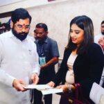 Dimple Chopade Instagram - With Eknath Shinde ji, the Chief Minister of Maharashtra, to request him to grace our event with his presence. #maharashtrakingandqueen2023 #bjpculturalcell #fashiontosocial