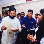 Dimple Chopade Instagram - With Eknath Shinde ji, the Chief Minister of Maharashtra, to request him to grace our event with his presence. #maharashtrakingandqueen2023 #bjpculturalcell #fashiontosocial