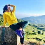 Ditipriya Roy Instagram - Our peace shall stand as firm as Rocky Mountains……..🏔♥️ . . . . . . . . . . #mountains #autumn #autumnvibes #sunshine #colourpop #bright #nature #naturelover #curlyhair #messyhair #mood #positivevibes #soulsearching #love #peace #instalike #instamoment #instamood