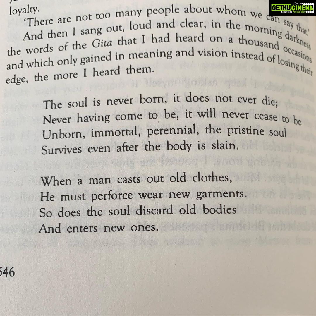 Divya Spandana Instagram - Possibly the best verse in the Gita from one of my favourite Indian novels Cuckold by Kiran Nagarkar.