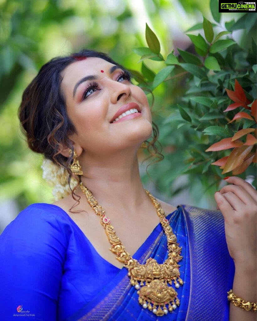 Durga Krishna Instagram - Blue is the warmest colour 💙 Photography: @dink4n Styling: @sanliya_sabu MUA : @vikas.vks.makeupartist Hair :@nikhil_vks Jewellery: @kalyanjewellers_official Costume: @milandesignkochi