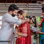 Durga Krishna Instagram - #DAshaadi For more pictures follow @coconut.weddings Makeup : @vikas.vks.makeupartist Groom Makeup : @nomarks_shibaz Hair : @mani_hairstylist Jewellers : @lakshmijewellery916 Costume : @paris_de_boutique Styling : @styledbysmiji Saree drapping : @bencyraji Assistant : @nikhilraj002 #DAshaadi #loveisintheair #durgakrishna