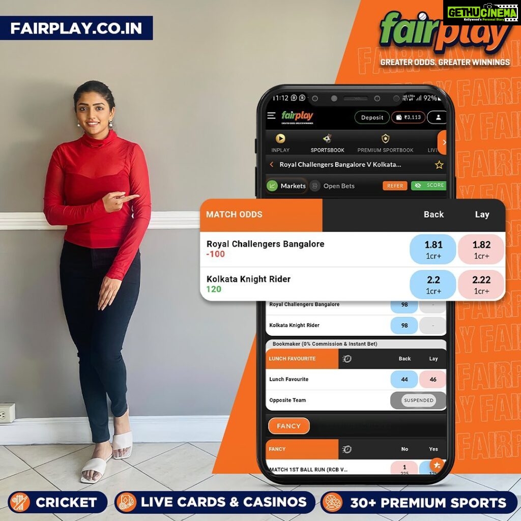 Eesha Rebba Instagram - Use Affiliate Code ESHA300 to get a 300% first and 50% second deposit bonus. IPL fever is at its peak, so gear up to place your bets only with FairPlay, India's best sports betting exchange. 🏆🏏 Earn big by backing your favorite teams and players. Plus, get an exclusive 5% loss-back bonus on every IPL match. 💰🤑 Don't miss out on the action and make smart bets with FairPlay. 😎 Instant Account Creation with a few clicks! 🤑300% 1st Deposit Bonus & 50% 2nd deposit bonus with FREE GOLD loyalty status - up to 9% Recharge/Redeposit Bonus lifelong! 💰5% lossback bonus on every IPL match. 😍 Best Loyalty Plan – Up to 10% Loyalty bonus. 🤝 15% referral bonus across FairPlay & Turnover Bonus as well! 👌 Best Odds in the market. Greater Odds = Greater Winnings! 🕒 24/7 Free Instant Withdrawals ⚡Fastest Settlements within 5mins Register today, win everyday 🏆 #IPL2023withFairPlay #IPL2023 #IPL #Cricket #T20 #T20cricket #FairPlay #Cricketbetting #Betting #Cricketlovers #Betandwin #IPL2023Live #IPL2023Season #IPL2023Matches #CricketBettingTips #CricketBetWinRepeat #BetOnCricket #Bettingtips #cricketlivebetting #cricketbettingonline #onlinecricketbetting