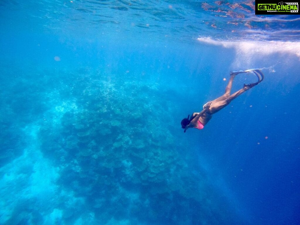 Elena Roxana Maria Fernandes Instagram - Feels like paradise! ❤️ . . . . #paradise #sea #happy #blue #feels #underwater #deep #beauty #heaven #ootd #retreat #leisure #travel #slay #forever #sealife #island