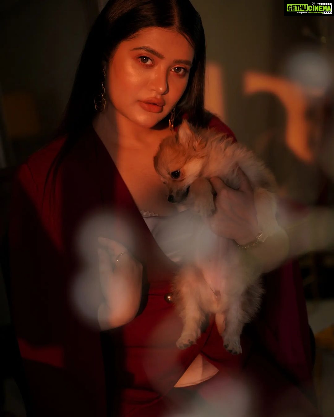 Ena Saha Instagram - How You Love Yourself Is How You Teach Others To Love You... . . . Photography @the_vagabong_creator #enasaha #photooftheday #photoshoot #actress #brown #dress #trending #statement #tollywood #tollywoodonline #outfitoftheday #actorslife #puppy #dog #dogsofinstagram #home #sunset #light #explorepage #explore #nationalpuppyday #t2puparazzi