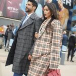 Farhan Akhtar Instagram – From an amazing onboard journey with @etihad ✈️ to exhilarating moments at the Etihad Stadium and celebrating ManCity’s stunning victory over Real Madrid, our hearts are still racing! Istanbul, brace yourself – we’re coming for you! 🌟🔵🔥

#etihad #mancity @mancity 
@lamiaabbas @sebporter @aishwaryan93

outfit by @goyalkanika @kanikagoyallabel 
Farhan wearing 
Coat @sshomme 
Shoes @dmodotofficial