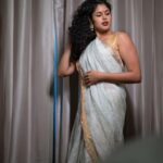 Faria Abdullah Instagram - Saree, not sorry 🌚 Styled by @officialanahita Outfit: @yumisustain @mediagoodword Earrings: @kiara.jewelry 📸 @studiomvijayawada
