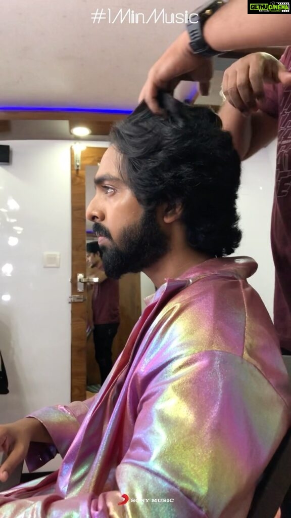 G. V. Prakash Kumar Instagram - BTS of #patakpatak #1minmusic @sonymusic_south @prashanth_karan @teju_ashwini @manasvinigopal @azhar.style make up by @mari_makeup_artist_studio hair styling by @vishnuvirgo @preksha.chordia #keerthyvasan