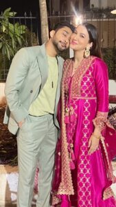 Gauahar Khan Instagram - Pyaar 💞 

My outfit : @gopivaiddesigns 
Stylist : @devs213 assisted by @krutikaa_sharma 

Zaids outfit : @azmaafashion 
Styling : @khanimran12