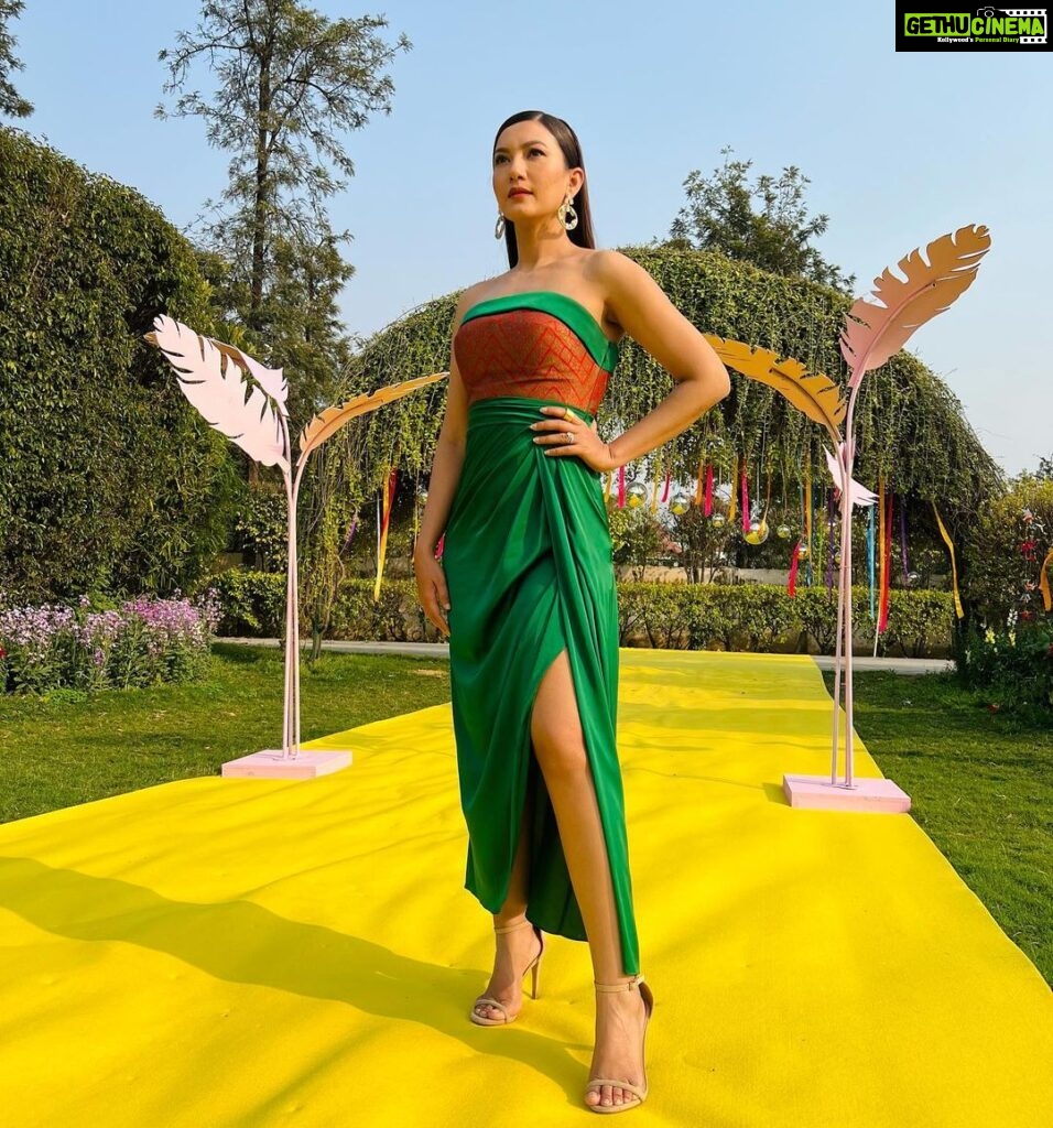 Gauahar Khan Instagram - Go Green 💚 @inreallovenetflix Outfit: @janandapril Jewellery: @ishhaara styling : @devs213 assisted by @krutikaa_sharma Delhi, India
