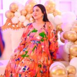 Gauahar Khan Instagram - A blessed day ! ♥️ #alhamdulillah Ma sha Allah #gaza🦋 #babyshower Decor: @laavaan_decor Event Curated By PR: @dinky_nirh My outfit : custom @mandirawirkhq @mandirawirk 💛 Earring : @anmoljewellers 📸 : @staticimages Mumbai, Maharashtra