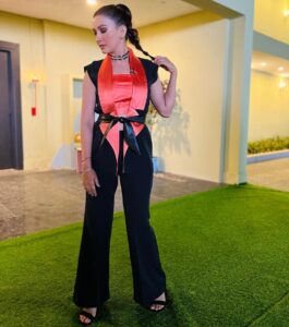 Gauahar Khan Instagram - @inreallovenetflix 🧡🖤 Also happy anniversary @rannvijaysingha @priankasingha ❤️ Outfit: @woolboxofficial Jewrellery: @qisbyashmeet Delhi, India