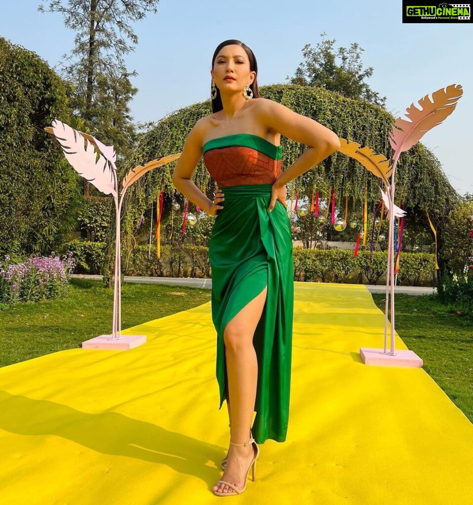 Gauahar Khan Instagram - Go Green 💚 @inreallovenetflix Outfit: @janandapril Jewellery: @ishhaara styling : @devs213 assisted by @krutikaa_sharma Delhi, India