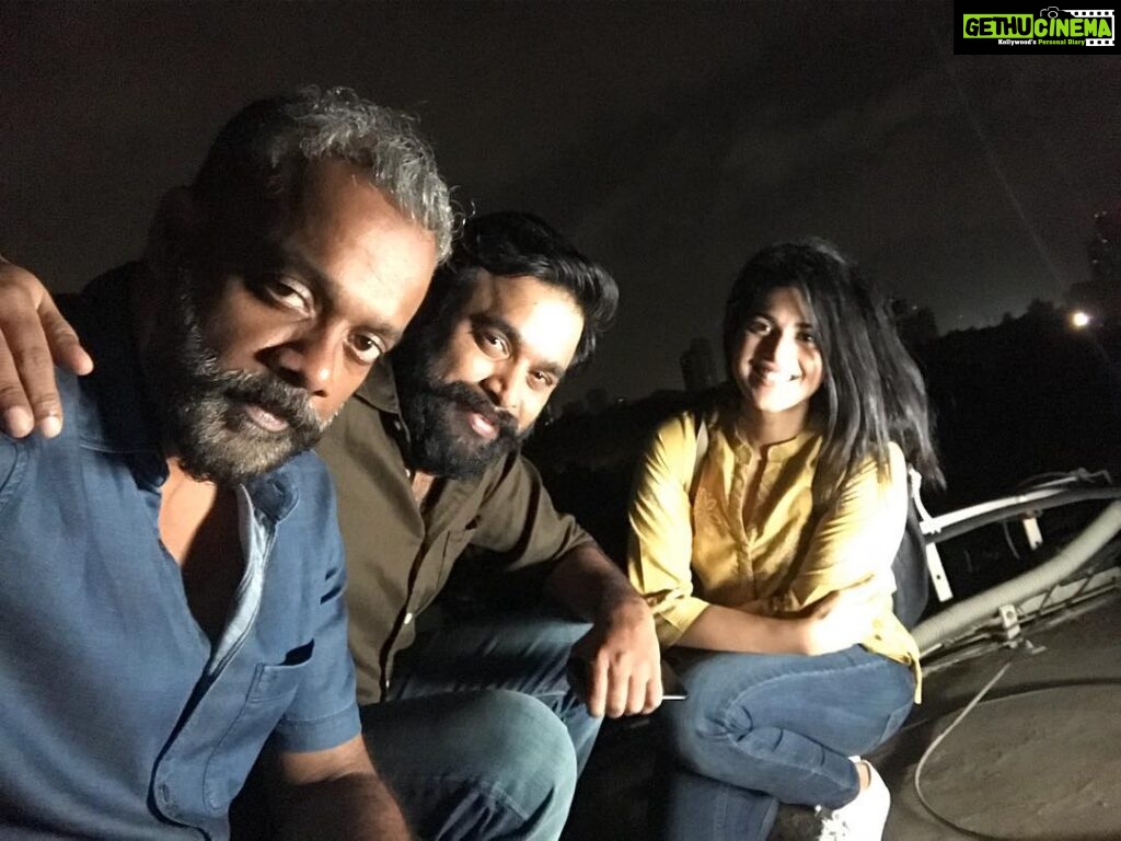 Gautham Menon Instagram - Late night shoot on a Mumbai skyscraper rooftop. With the beautiful Megha and ‘toughie’ Sasikumar on the final leg of ENPT.. Appreciate what you are doing for our film Sasi..