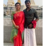 Gayathri Yuvraaj Instagram - Celebrating 11th yr togetherness... love u fr ever @yuvi_smart Happy anniversary 😍😍 Saree @pritham_brand