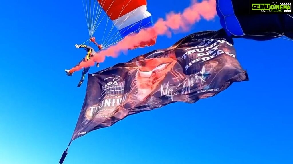 Ghibran Instagram - #Thunivu soaring high in the sky. Dubai skydiving promotions @lyca_productions #Thunivu #ThunivuPongal #AjithKumar #HVinoth @boney.kapoor @zeestudiosofficial @udhay_stalin @bayviewprojectsllp @redgiantmovies_ @Kalaignartvofficial @netflix_in @RomeoPicturesoffl @sureshchandraaoffl #NiravShah #Milan @master_supremesundar @vijayvelukutty_ #Kalyan @anuvardhan @premkumaractor #MSenthil @suthanvfx #CSethu #SameerPandit @anand.kumar.1238 @gopiprasannaa @ProRekha @DoneChannel1 @lyca_productions @zmcsouth @thunivuthefilm