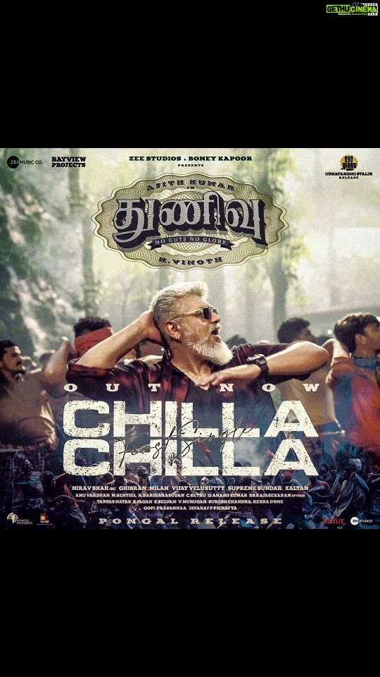 Ghibran Instagram - #ChillaChilla is finally here to rule your playlists like a BOSS! 🔥Song out now🤘🏻 #Thunivu #ChillaChilla #NoGutsNoGlory #ThunivuPongal #Ajithkumar #HVinoth @boney.kapoor @zeestudiosofficial @udhay_stalin @bayviewprojectsllp @redgiantmovies_ @kalaignartvofficial @netflix_in @romeopicturesoffl @sureshchandraaoffl #NiravShah @ghibranofficial @anirudhofficial #Milan @master_supremesundar @vijayvelukutty_ #Kalyan @anuvardhan @premkumaractor #MSenthil @suthanvfx #CSethu #SameerPandit @vaisaghh @anand.kumar.1238 @gopiprasannaa @gm_sundar_ @prorekha @donechannel1 @lyca_productions @thunivuthefilm