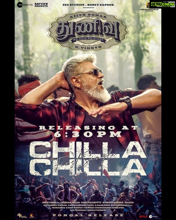 Ghibran Instagram - The song will be released at 6:30 PM. Are you ready? #ChillaChilla #Thunivu #NoGutsNoGlory 🎙️@anirudhofficial 🖊️ @vaisaghh #Ajithkumar #HVinoth @boney.kapoor @zeestudiosofficial @udhay_stalin @bayviewprojectsllp @redgiantmovies_ @Kalaignartvofficial @netflix_in @RomeoPicturesoffl @sureshchandraaoffl #NiravShah @ghibranofficial @anirudhofficial #Milan @master_supremesundar @vijayvelukutty_ #Kalyan @anuvardhan @premkumaractor #MSenthil @suthanvfx #CSethu #SameerPandit @vaisaghh @anand.kumar.1238 @gopiprasannaa @ProRekha @DoneChannel1 @lyca_productions @zmcsouth @thunivuthefilm