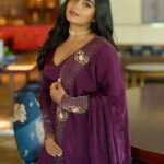 Gouri G Kishan Instagram - Glowing under the canopy of velvet 💜 Styled by @joe_elize_joy @styyledbyjoe Photography @ashique_hassan MUAH @amal_ajithkumar Outfit @designmecochin @kaya_online_ Kochi, India