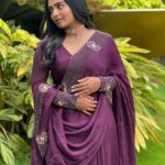 Gouri G Kishan Instagram - Glowing under the canopy of velvet 💜 Styled by @joe_elize_joy @styyledbyjoe Photography @ashique_hassan MUAH @amal_ajithkumar Outfit @designmecochin @kaya_online_ Kochi, India