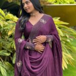 Gouri G Kishan Instagram – Glowing under the canopy of velvet 💜

Styled by @joe_elize_joy @styyledbyjoe 

Photography @ashique_hassan

MUAH @amal_ajithkumar 

Outfit @designmecochin @kaya_online_ Kochi, India