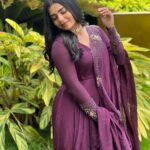 Gouri G Kishan Instagram - Glowing under the canopy of velvet 💜 Styled by @joe_elize_joy @styyledbyjoe Photography @ashique_hassan MUAH @amal_ajithkumar Outfit @designmecochin @kaya_online_ Kochi, India