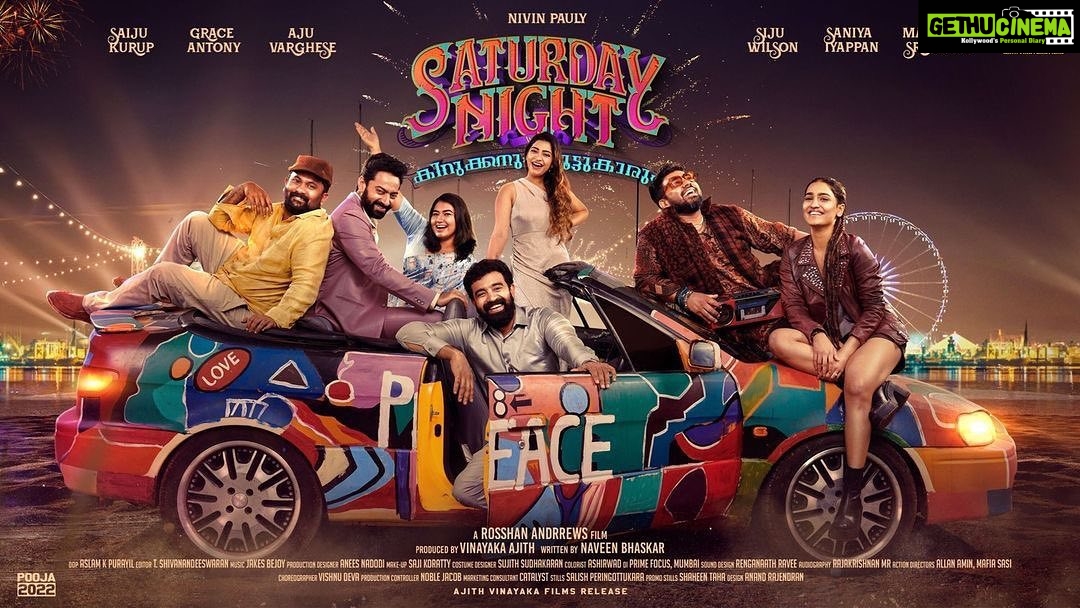 Grace Antony Instagram - Presenting to you the band of friends of SATUDAY NIGHT ; Friendship season continue. This ride is going to be fun, insane & wild .🎭🎙🎩 @rosshanandrrews @nivinpaulyactor @siju_wilson @saijukurup @ajuvarghese @_saniya_iyappan_ @ajithvinayakafilmspvtltd