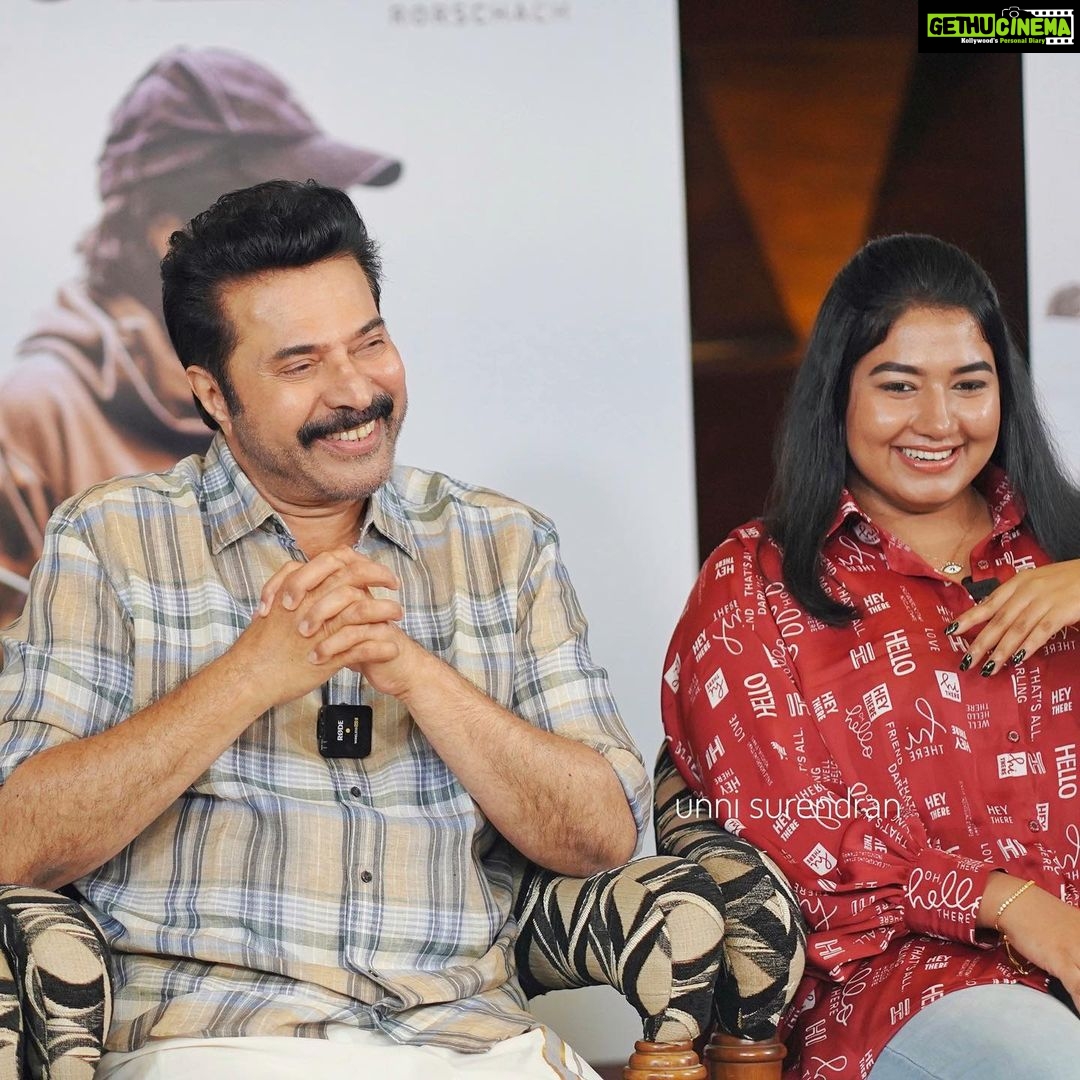 Grace Antony Instagram - Grateful ✨ Thank you so much Mammooka,,love you so so much ♥️❤️🔥 @mammootty @rorschachmovieofficial @mammoottykampany . Mua &hair @jo_makeup_artist Wearing @episode_c_cube__