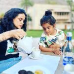 Gul Panag Instagram - A Sunday like Sundays should be. Relaxing . Doing nothing. Lazing by the pool and playing in the pool! Nihal made friends and spent a good part of the day in the pool before heading to the pool in the villa! We had a tough time getting him out for lunch. And then he went right back in. 💁🏻‍♀️ Tea time came with a camel and a visit to the stables to meet the horses. Some croquet and a trip to the vegetable garden. I was happy to see somethings from the garden on my dinner plate.😊 #weekend #weekendvibes @amanbagh #amanbagh #AmanResorts #thespiritofaman Amanbagh