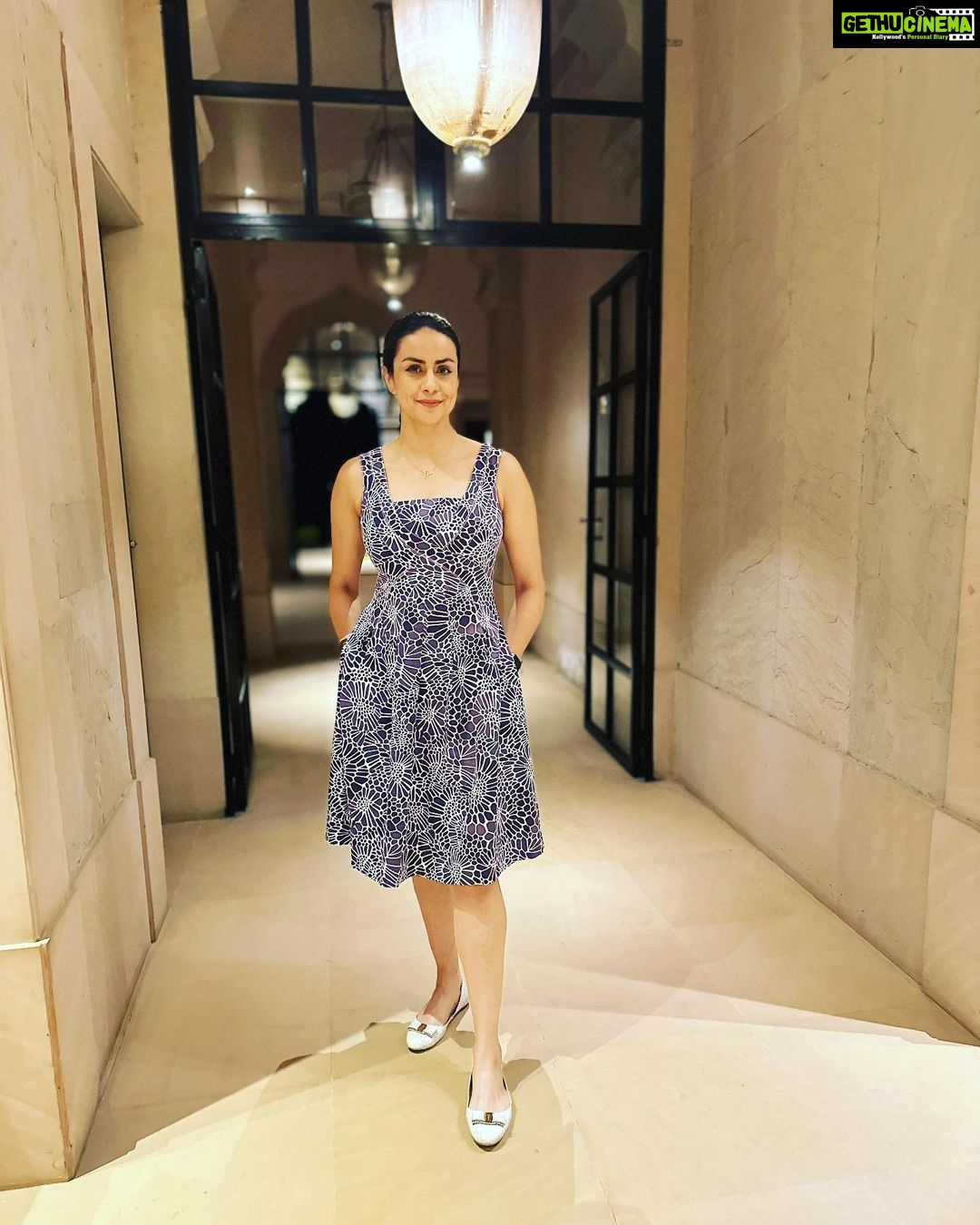 Gul Panag Instagram - The last few weeks have been beyond hectic, and I’m truly grateful that my work has had me doing very diverse things from speaker engagements to brand promotions, promoting running with sewa, to my acting assignments and more. But it has meant a lot of travel. And the pressure of juggling my personal and professional life has taken a toll. So I was delighted when @amanbagh invited me to spend a the weekend with them. This is just what the 3 of us needed. Quality time as a family. Unwinding and relaxing. 260 odd kilometres from Delhi, depending on where in NCR one is, is the stunning Aman Bagh. The journey takes about 4 hours- most of it on 6 lane highways first the EPE/WPE and then the newly inaugurated Delhi Vadodara Highway. The car was on cruise control for 3 hours! At Dausa, one gets on to the State Highway and 45 min later is Aman Bagh. The perfect weekend getaway!! Nestled in a narrow valley in the Aravallis and in the buffer zone of the Sariska National park, Aman Bagh is a beautiful property! A quick cup of tea in the courtyard and we went to our lovely room featuring a pool. Nihal was super excited, both at the sight of the pool and with the lagurs lounging near by. Dinner was back in the courtyard with live music - Rajasthani folk of course! The stars, the date trees and the silhouette of the Aravalis , made for a beautiful evening. #weekendvibes #minibreak #weekendgetaway @amanbagh #amanbagh #AmanResorts #thespiritofaman Amanbagh
