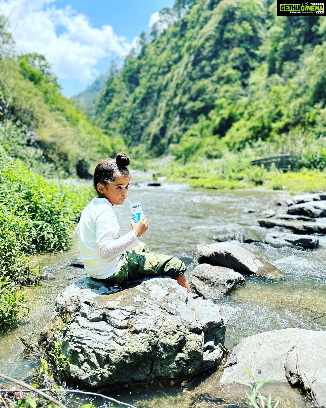 Gul Panag Instagram - Every trip to the outdoors makes Nihal braver . He is more open to taking risks and trying new things. A part of me wants to hold him back and protect him. But I realise that in doing so, Iβm only coming in the way. So I hang around letting him do his thing, will being close enough to rush to him should the need arise! He started out, not wanting to go anywhere close to the stream. Then not even wanting to come onto the first rock. Swipe to see him doing his own thing, in a short while. ππ»ββοΈππ»ββοΈ Video 1 me showing him Video 2 me helping him Video 3 me guiding him Video 4 him doing his thing ( brief emergence of Momzilla as he slipped, but I recovered, as quickly as he did.π
Video 5 Heβs on his own- almost . And wants to do it again and again. Quite a journey from not anting to come near water 15 minutes ago!! @simranpotnis thank you for the photo and hospitality.
