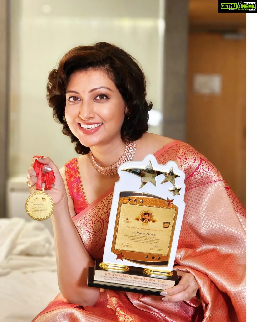 Hamsa Nandini Instagram - Deeply honoured to receive the NTR legendary national award for my contribution to Telugu cinema. NTR garu continues to be an inspiration to me and countless others in the industry. π . #ntrcentenarycelebrations #swanstories Hyderabad