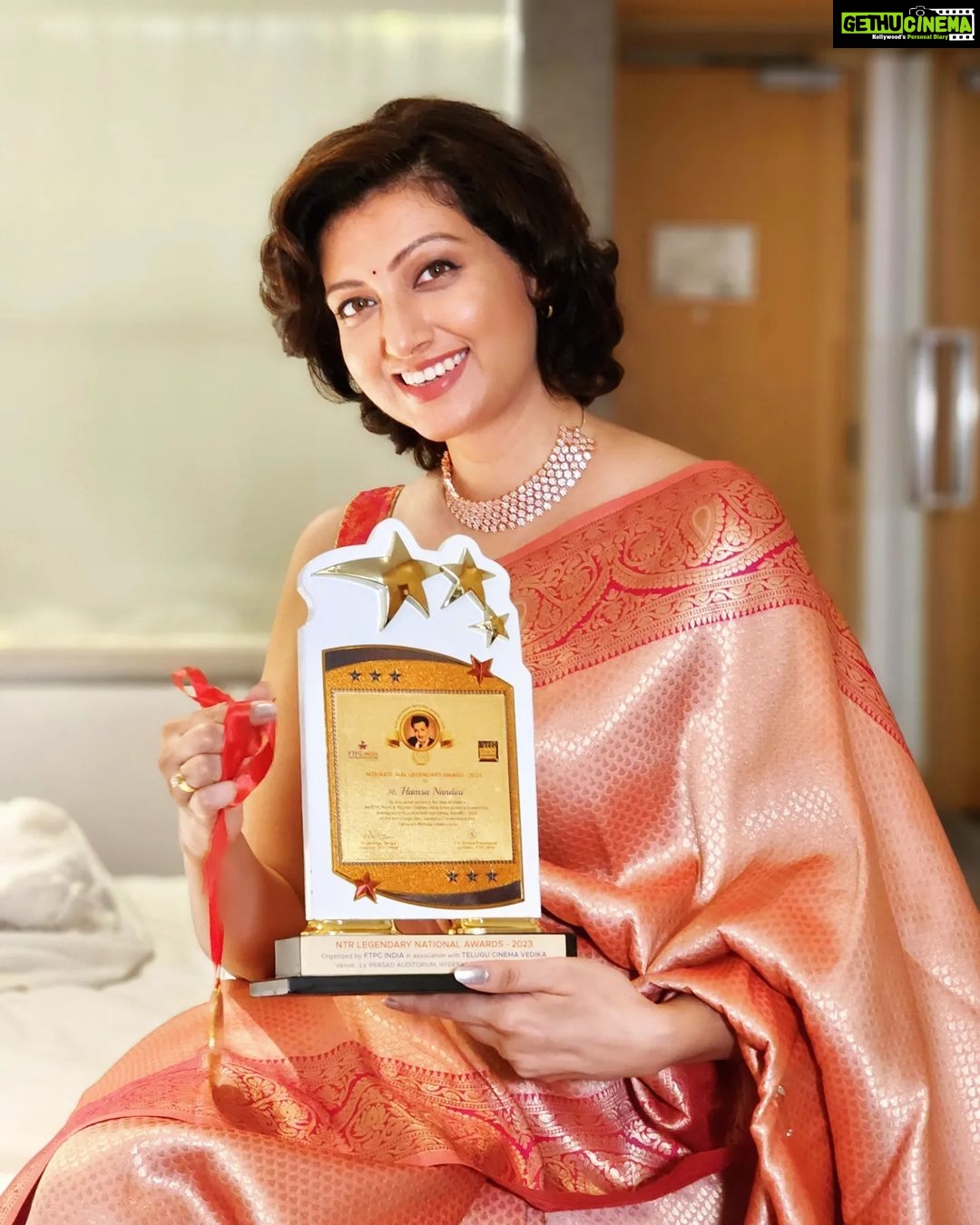 Hamsa Nandini Instagram - Deeply honoured to receive the NTR legendary national award for my contribution to Telugu cinema. NTR garu continues to be an inspiration to me and countless others in the industry. π . #ntrcentenarycelebrations #swanstories Hyderabad