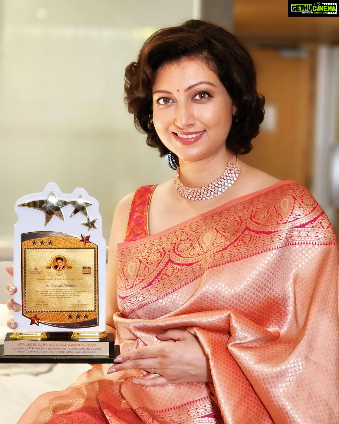 Hamsa Nandini Instagram - Deeply honoured to receive the NTR legendary national award for my contribution to Telugu cinema. NTR garu continues to be an inspiration to me and countless others in the industry. π . #ntrcentenarycelebrations #swanstories Hyderabad