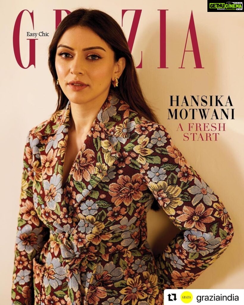 Hansika Motwani Instagram - #Repost @graziaindia with @use.repost ・・・ You might remember her from the nostalgia-inducing shows of your childhood from the early aughts, but our digital cover star Hansika Motwani is just getting started. Hansika is wearing a floral jacket, De Castro; mini studs, Misho Photographs: Yusuf Lokhandwala Jr. Fashion Stylist: Nishtha Parwani Hair: Sourav Roy Make-up: Reshmaa Merchant Assisted by (styling): Sanskriti Gupta