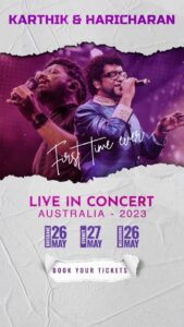 Haricharan Instagram - Australia are you ready? ❤️ #KarthikHaricharanLive #Australia #TamilMusic #Liveinconcert #KarthikLive #haricharan