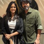 Harika Narayan Instagram - With one and only THALAPATHY🔥🤩❤️ . . . #allaboutlastnight #varisusuccessmeet #thalapthyvijay
