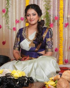 Hariprriya Instagram - 💙💚

Photography - @storiesby.rg 
Decor - @eventia_mysore 
Bridal Styling - @stilerush_by_varshinijanakiram 
Bridal blouse - @itihas_sagar 
Bridal jewellery- @sriganeshjewellers 

#simhapriya #wedding #love #vasishtasimha #hariprriya